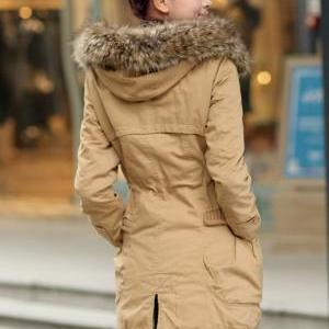 Ochre Womens Winter Coats Faux Fur Lining Parka..