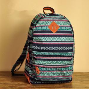 Knitted Stripes And Rhombus Backpack