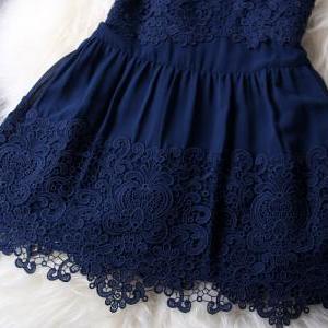 Sexy Dark Blue Lace Dress