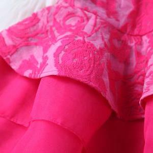 Flower Embroidery Tank Top Mesh Dress Flared Skirt..