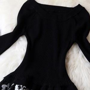 Fashion Vintage Embroidered Long Sleeve Dress -..