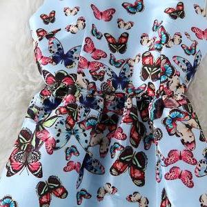 Butterfly Print Sleeveless Dress Ax072801ax