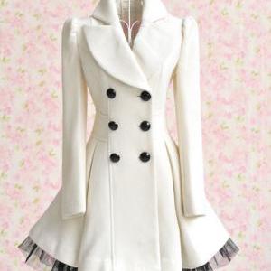 White Wool Long Winter Dress Coat