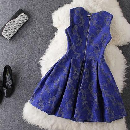 Flowers Blue Embroidered Dress