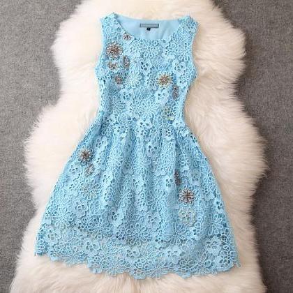 Fashion Crochet Handmade Beading Party Dress