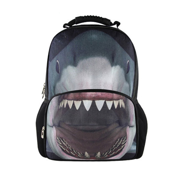 Shark Printed Backpack In Black