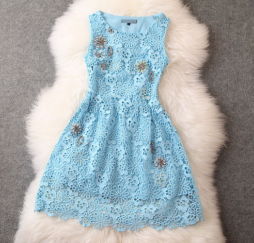 Fashion Crochet Handmade Beading Party Dress