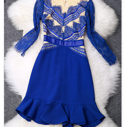 Ruffle Waist Long Knitted Fishtail Dress
